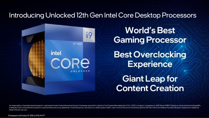 Intel正式推出首波代号Alder Lake的第12代Core处理器